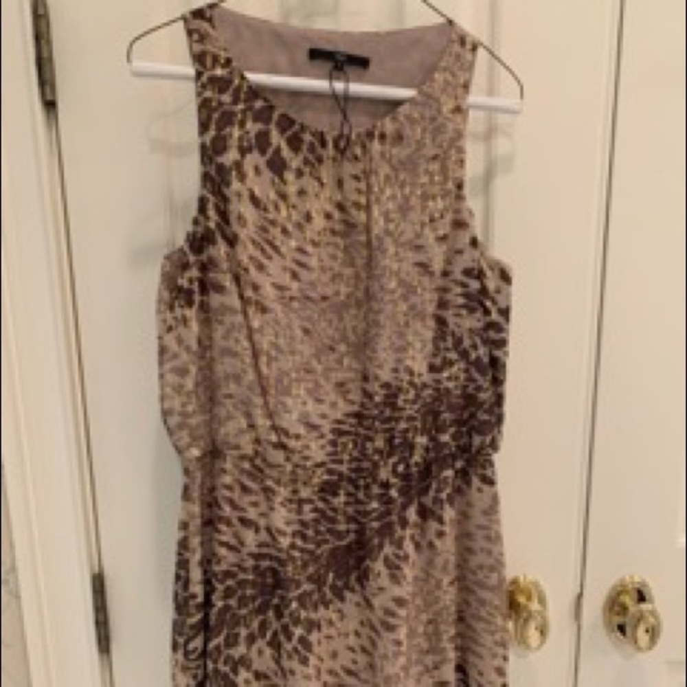 Tibi animal print dress with gold flecks